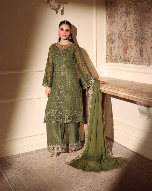 Presenting  Azure Chiffon Embroidered Unstitched Collection