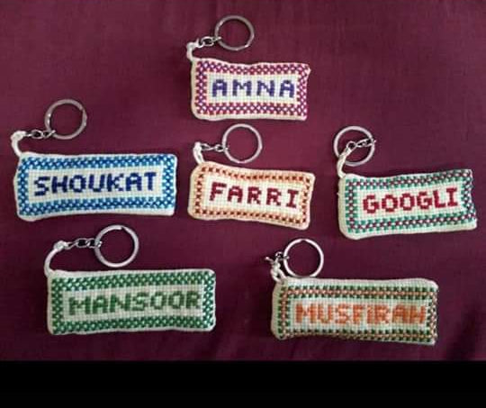 Cross stitch handmade keychains