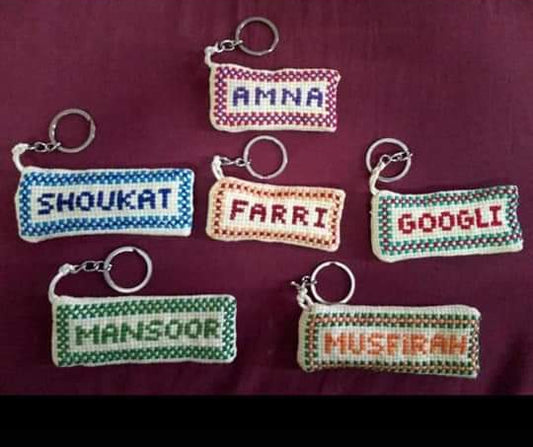 Cross stitch handmade keychains